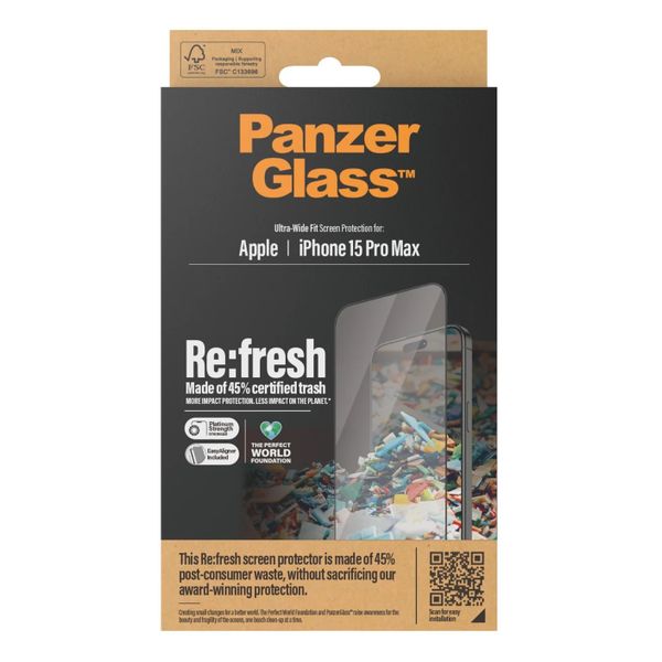 PanzerGlass Ultra-Wide Fit Anti-Bacterial Screenprotector iPhone 15 Pro Max
