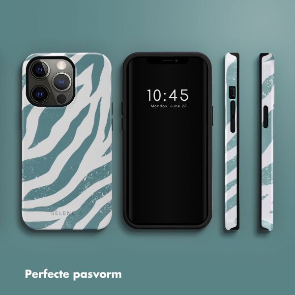 Selencia Vivid Tough Backcover iPhone 13 Pro - Colorful Zebra Pine Blue