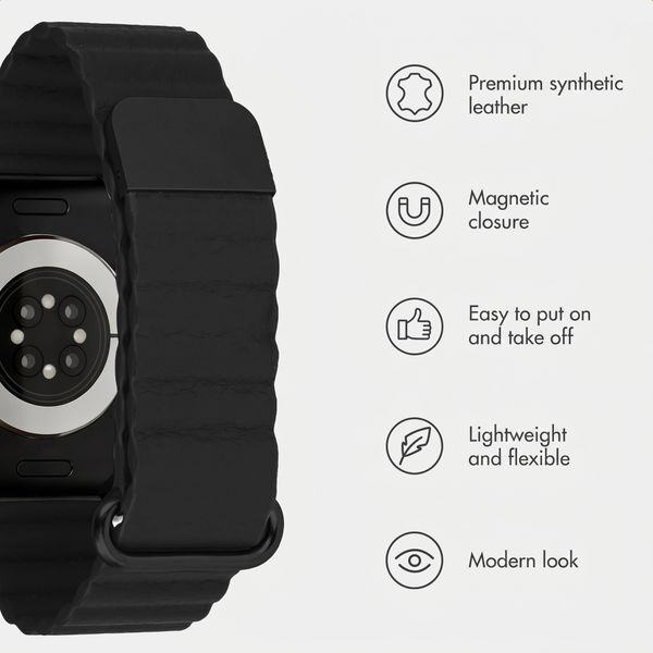 imoshion Magnetic Faux Leather Band Apple Watch | 44/45/46/49 mm - Black