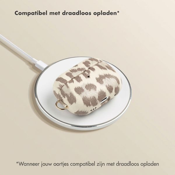 Selencia Sabi Case met panterprint  Apple Airpods Pro / Pro 2 - Soft Ivory