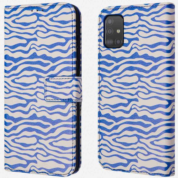 imoshion Design Bookcase Samsung Galaxy A51 - White Blue Stripes