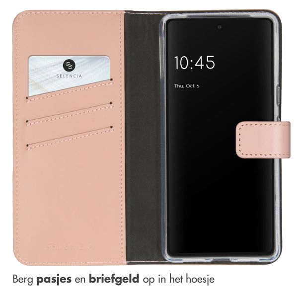 Selencia Echt Lederen Bookcase Google Pixel 7 - Dusty Pink