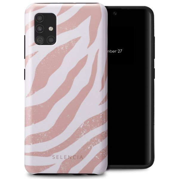 Selencia Vivid Tough Backcover Samsung Galaxy A51 - Colorful Zebra Old Pink