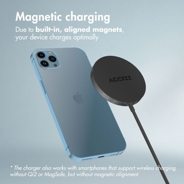 Accezz Wireless Charger USB-C - MagSafe and Qi2 Wireless Charger - 1 Metre - Black