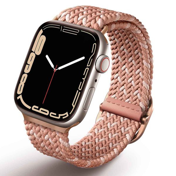 Uniq Aspen Designer Edition Braided bandje Apple Watch Series 1 t/m 9 / SE (38/40/41 mm) | Series 10 (42 mm) - Citrus Pink