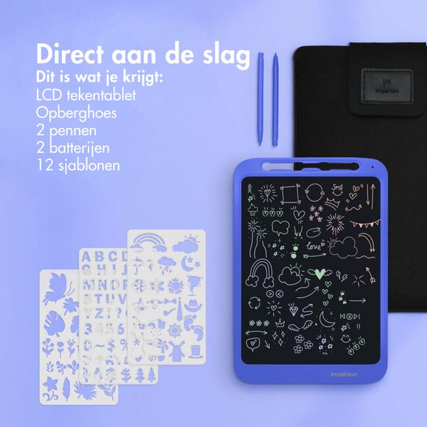 imoshion LCD Tekentablet voor kinderen - Met kleurenscherm en 2 pennen - Cobalt Blue