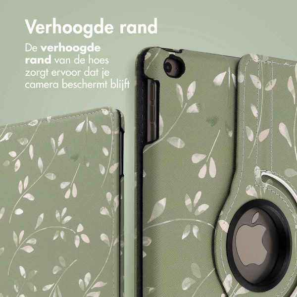 imoshion 360° Draaibare Design Bookcase Apple iPad 6 (2018) 9.7 inch / iPad 5 (2017) 9.7 inch - Green Flowers