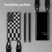 Selencia Siliconen design hoesje met afneembaar koord Samsung Galaxy A53 - Irregular Check Black