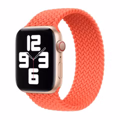 Apple Gevlochten solobandje Apple Watch | 44/45/46/49 mm - Maat 5 - Electric Orange