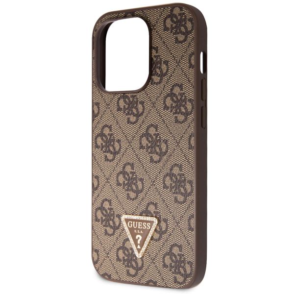 Guess 4G Logo Triangle Strass Backcover iPhone 15 Pro - Bruin