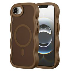 Selencia Wavy Backcover met MagSafe Apple iPhone 16e - Mocha Brown