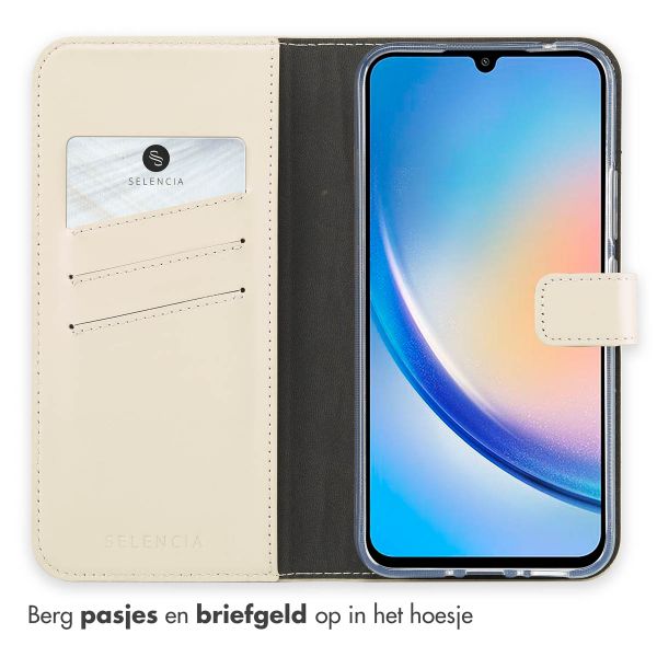 Selencia Echt Leren Bookcase Samsung Galaxy A34 (5G) - Greige