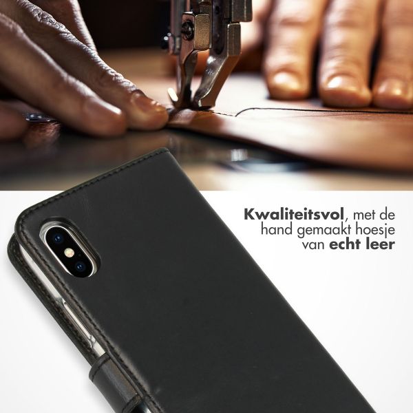 Selencia Echt Leren Bookcase Apple iPhone X / Xs - Zwart