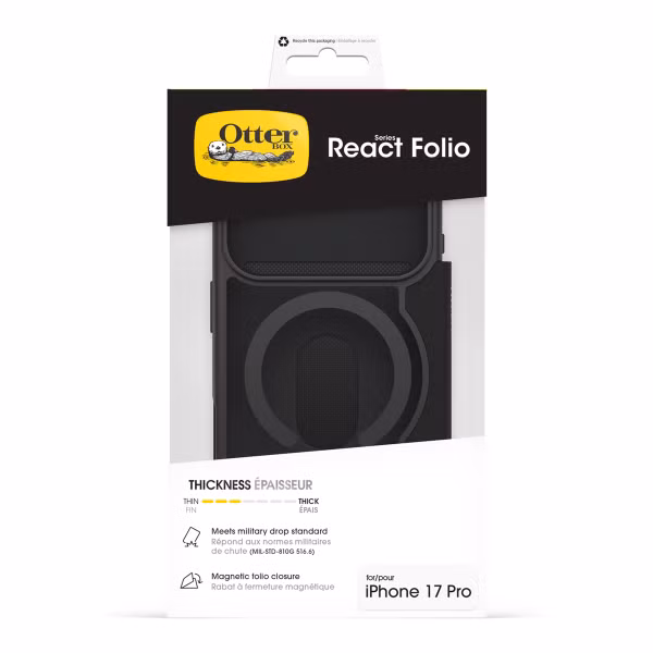 OtterBox React Folio Backcover Apple iPhone 17 Pro - Clear / Black