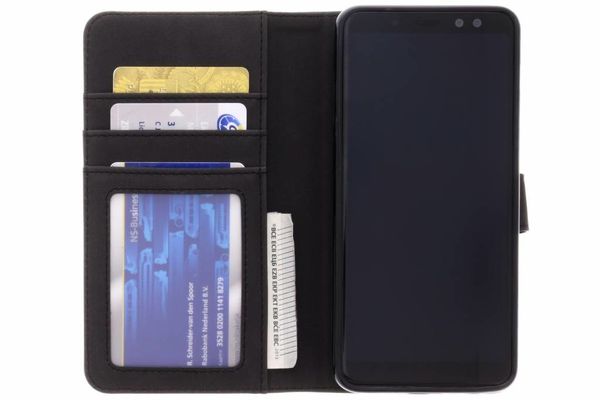 Luxe Lederen Bookcase Samsung Galaxy A8 (2018) - Zwart