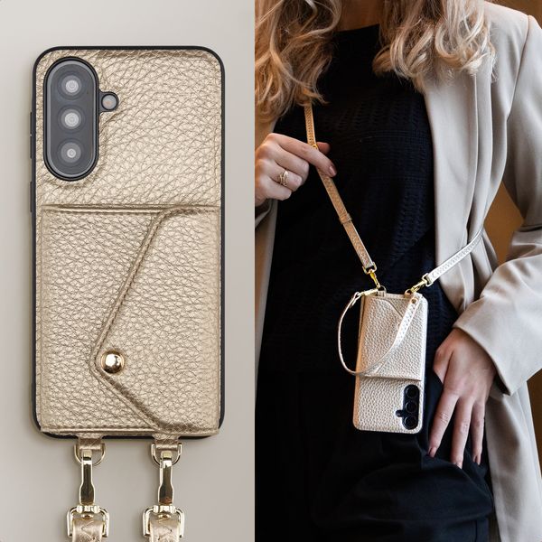 Selencia Sera Phone Case with Cord and Envelope Card Holder Samsung Galaxy A37 (5G) - Champagne