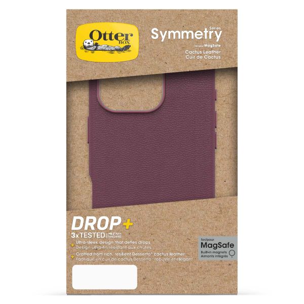 OtterBox Symmetry Cactus leren Backcover met MagSafe Apple iPhone 16 Pro - Maroon Bells