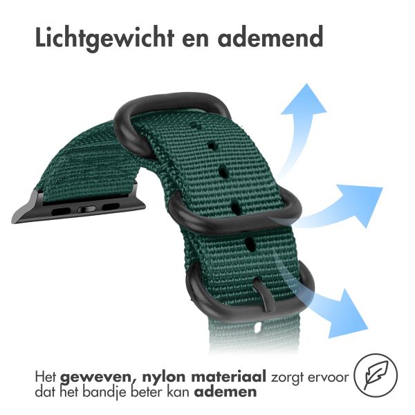 imoshion Rugged Nylon bandje Apple Watch Series 1 - 9 / SE (38/40/41 mm) | Series 10 / 11 (42 mm) - Donkergroen