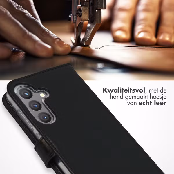 Selencia Echt Leren Bookcase Samsung Galaxy S24 - Zwart
