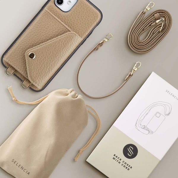 Selencia Sera Phone Case with Cord and Envelope Card Holder Apple iPhone 11 - Taupe
