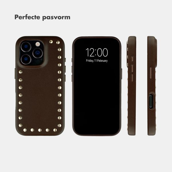 Selencia Studs Backcover met MagSafe Apple iPhone 16 Pro - Cacao Crush