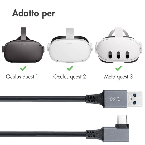 imoshion Oculus Quest 1 & 2 en Meta Quest 3 Link kabel - 5 meter - Zwart