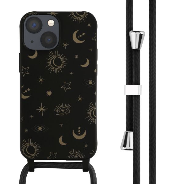 imoshion Siliconen design hoesje met koord iPhone 13 Mini - Sky Black