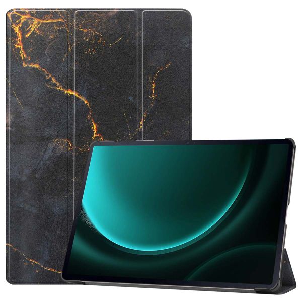 imoshion Trifold Design Bookcase Samsung Tab S10 Plus / Tab S9 Plus / Tab S9 FE Plus - Black Marble