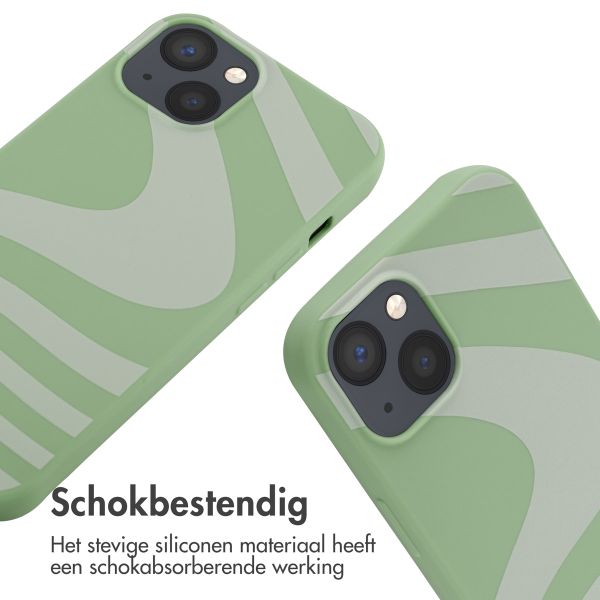 imoshion Siliconen design hoesje met koord iPhone 13 - Retro Green