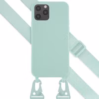 Selencia Siliconen hoesje met afneembaar koord Apple iPhone 12 (Pro) - Turquoise