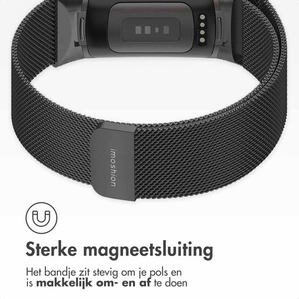 imoshion Milanees magnetisch bandje Fitbit Charge 5 - Maat S - Zwart