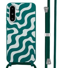 imoshion Siliconen design hoesje met koord Samsung Galaxy A36 / A56 - Petrol Green Groovy