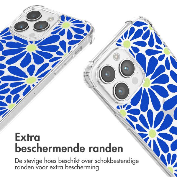 imoshion Design hoesje met koord iPhone 14 Pro - Cobalt Blue Flowers Connect