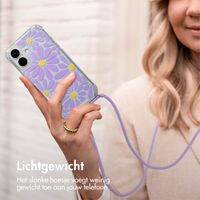 imoshion Design hoesje met koord Apple iPhone 16 - Tropical Violet Flowers Connect