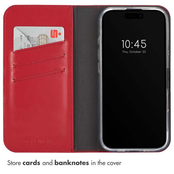 Selencia Genuine Leather Book Case Apple iPhone 16 Pro Max - Red