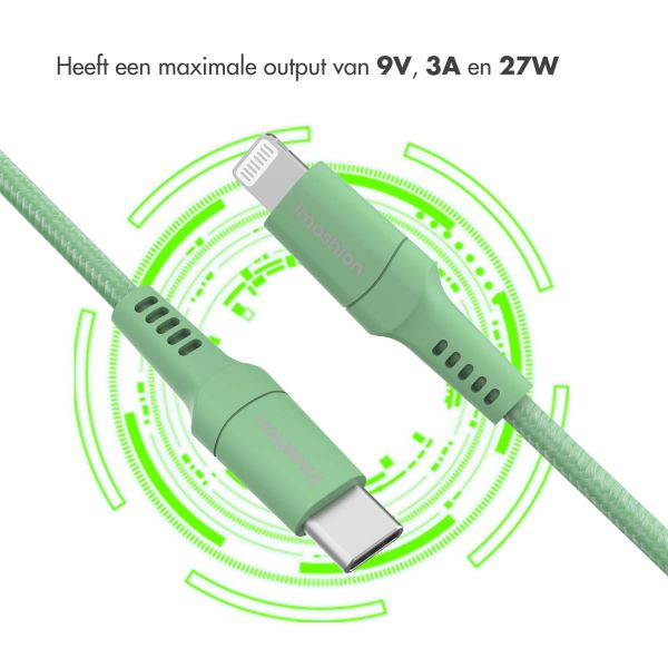 imoshion Lightning naar USB-C kabel - Non-MFi - Gevlochten textiel - 2 meter - Groen