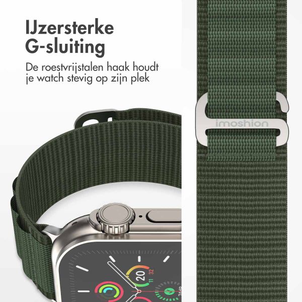 imoshion Nylon Alpine bandje Apple Watch Series 1 t/m 9 / SE (38/40/41 mm) | Series 10 (42 mm) - Groen