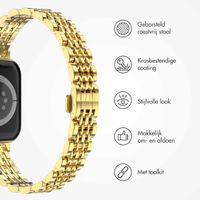 Selencia Slim Steel Jubilee Inspired schakelbandje Apple Watch Series 1 t/m 9 / SE (38/40/41 mm) | Series 10 (42 mm) - Goud