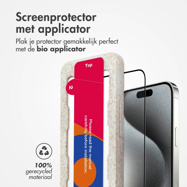 Accezz Triple Strong Full Cover Glas Screenprotector met applicator iPhone 15 Pro Max - Transparant