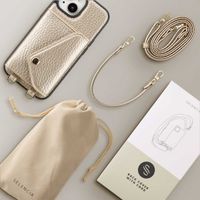 Selencia Sera Phone Case with Cord and Envelope Card Holder Apple iPhone 15 - Champagne