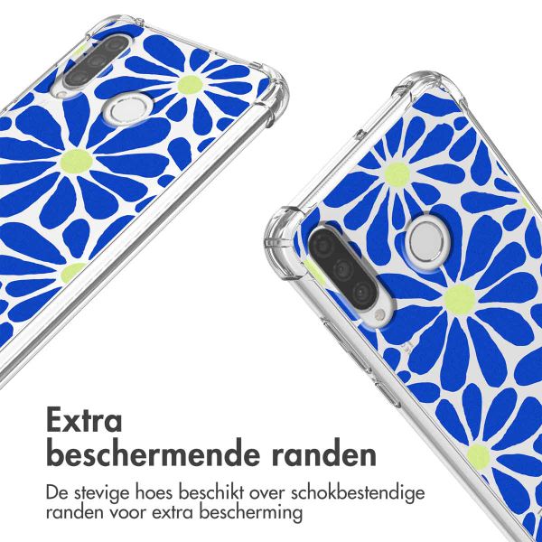 imoshion Design hoesje met koord Huawei P30 Lite - Cobalt Blue Flowers Connect