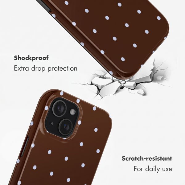 Selencia Vivid Back Cover Apple iPhone 15 - Happy Dots Chocolate
