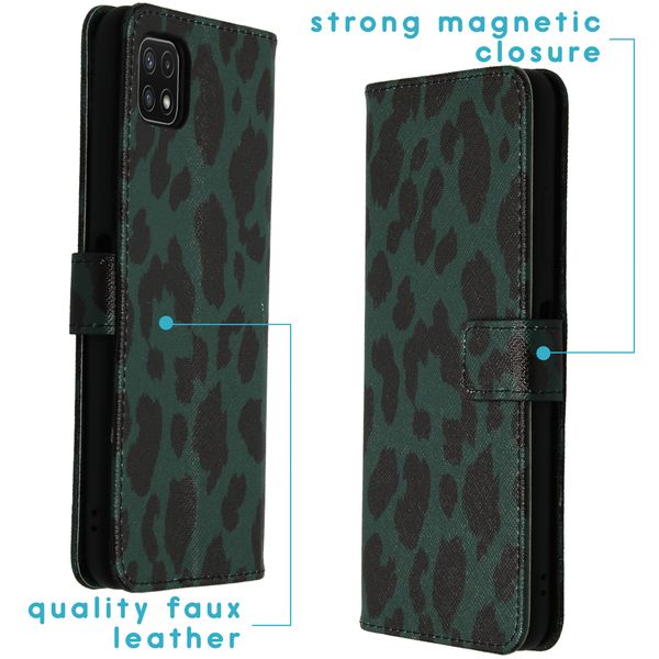 imoshion Design Softcase Bookcase Galaxy A22 (5G) - Green Leopard