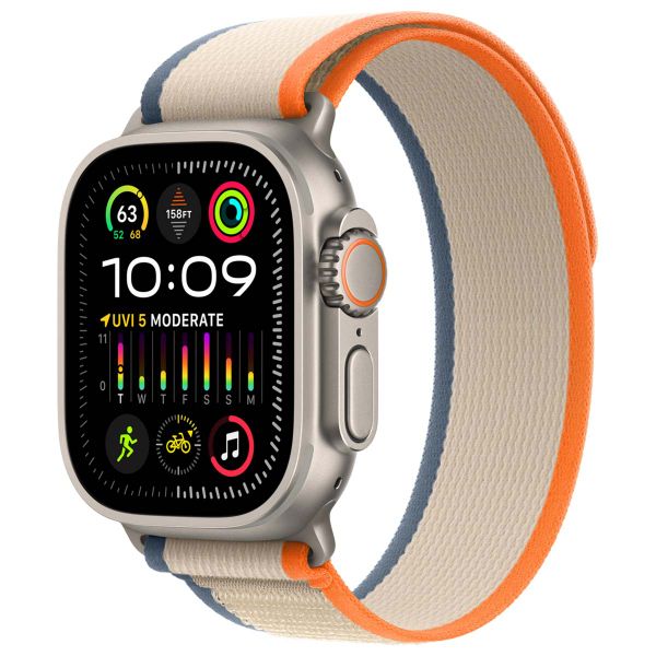 Apple Trail Loop Band Apple Watch Series 1 t/m 10 / SE / Ultra (2) (44/45/46/49 mm) - Maat M/L - Oranje / Beige