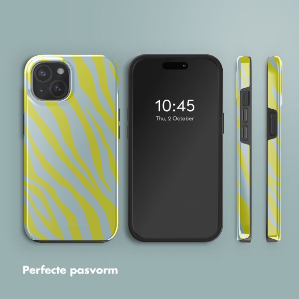 Selencia Vivid Tough Backcover met MagSafe iPhone 15 - Zebra Winter Sky Titanium Yellow