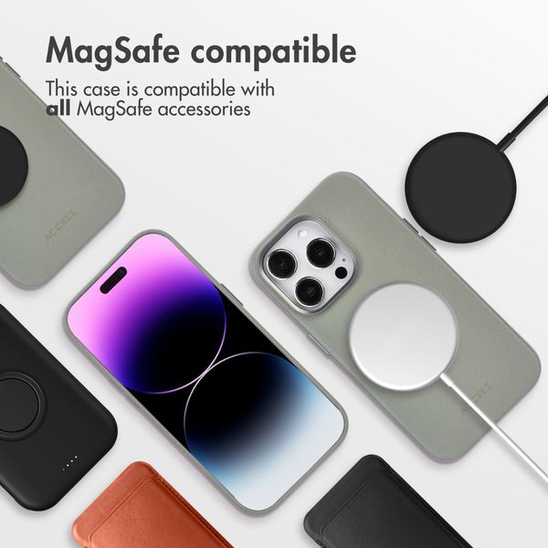 Accezz Leather Back Cover with MagSafe Apple iPhone 14 Pro - Light Grey