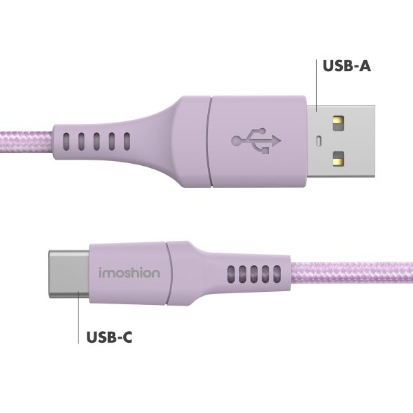 imoshion Braided USB-C naar USB kabel - 1 meter - Lila