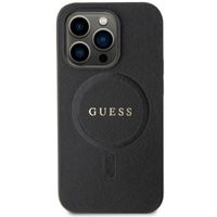 Guess Saffiano Backcover MagSafe iPhone 15 Pro Max - Zwart