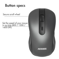 Accezz Wireless Mouse - Bluetooth / USB-A Adapter - Grey