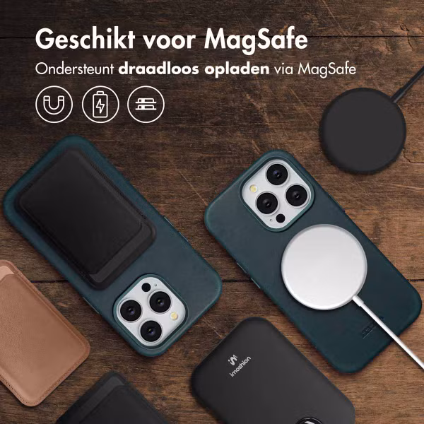 Accezz Vintage Leather Magsafe Backcover Apple iPhone 14 Pro - Smokey Green